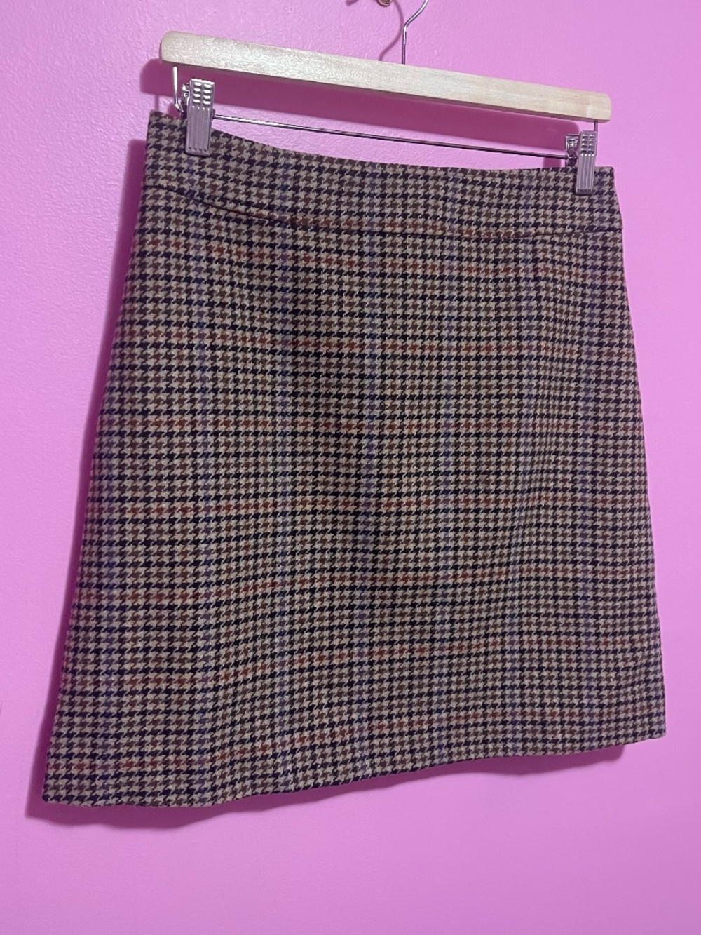 J. Crew Wool Blend Houndstooth Mini Skirt A-Line Camel Multi Women’s 6 US - Picture 4 of 12